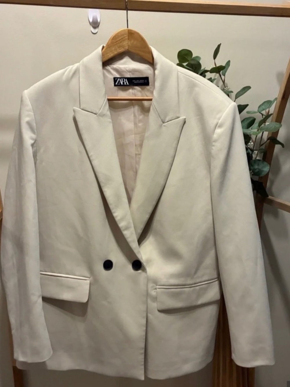 Zara Cream Oversized Double Breasted Blazer